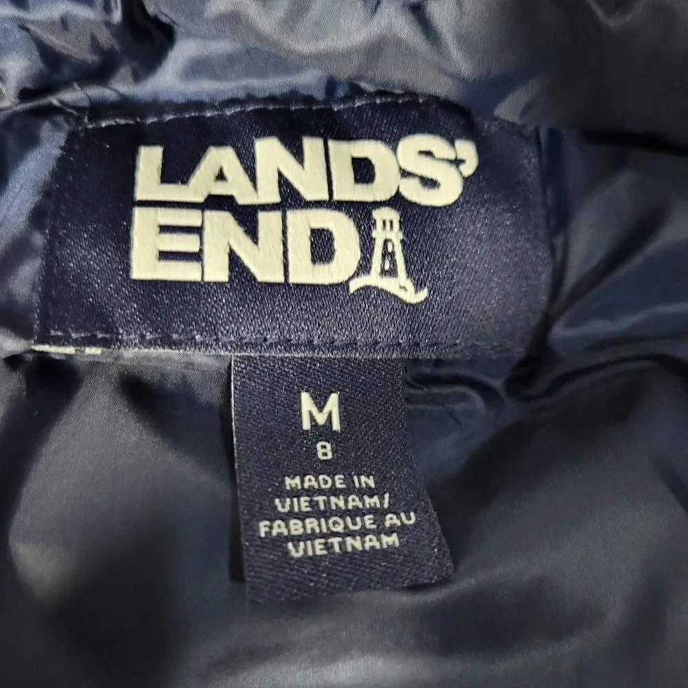 Lands End Packable Puffer Vest Boys Medium‎ (8) Blue Insulated Down Alternative